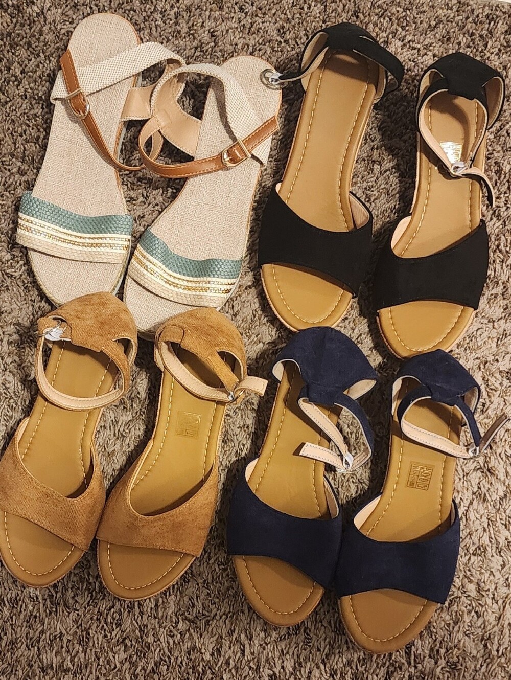 Lot of 4 SHEIN Women’s Wedge Sandals Size 38 / US 7.5 Espadrille Platform NEW - Picture 2 of 5